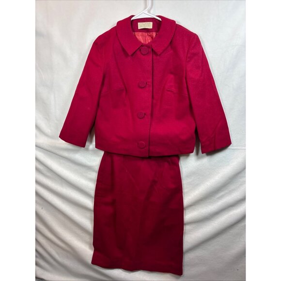 Pendleton Womens Vintage 100% Virgin Wool Skirt Suit Set Red Jacket & Skirt Sz10 - Picture 2 of 14